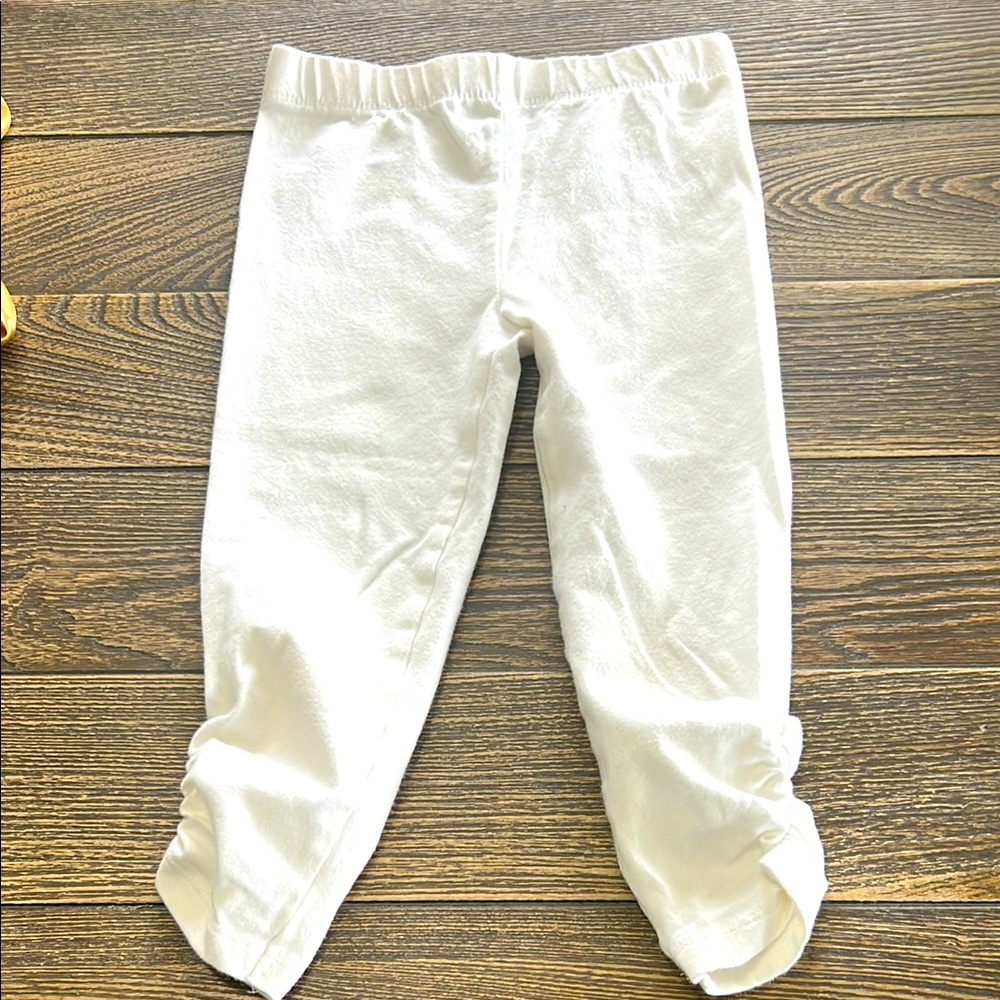 Kids White Leggings with Elastic Waistband and‎ Ruched Ankle Detail